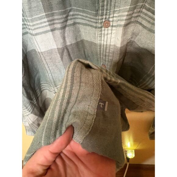 Toad&Co Green Grey Plaid Lightweight Long Sleeve Button Down Flannel - XL - Picture 4 of 8